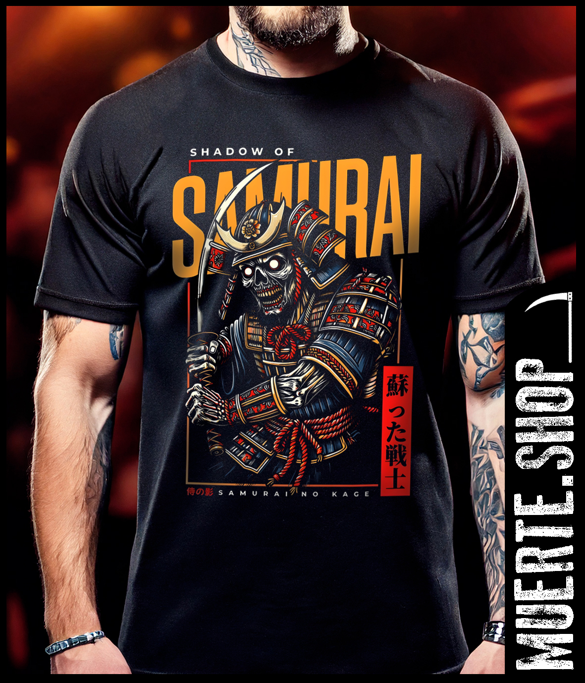 Черна тениска SHADOW OF SAMURAI с щампа Черна тениска SHADOW OF SAMURAI с щампа